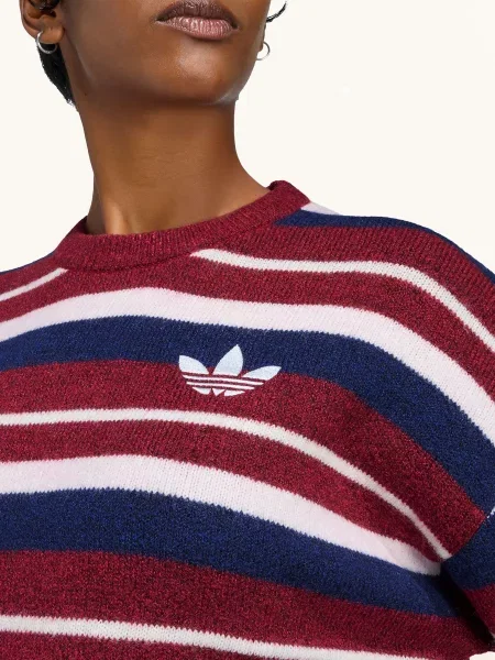 Adidas Originals Svetry Knit Essentials Striped Crew tmavě / růžová / tmavě modrá červená