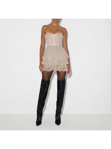Sukienka mini Elisabetta Franchi beżowa
