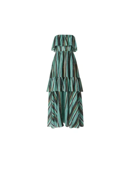 Długa sukienka maxi Pinko z nadrukiem zielona