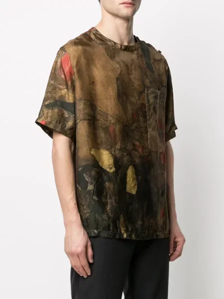 Tricou Uma Wang cu imagine cu imprimeu abstract maro
