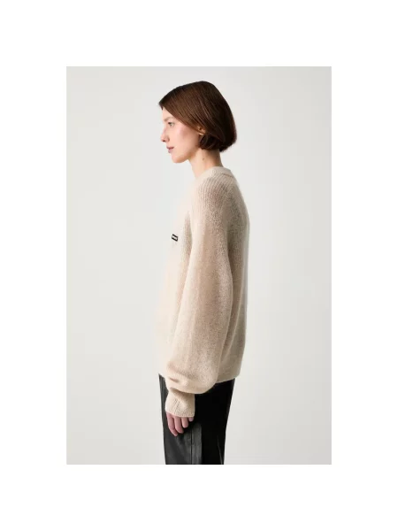 Rotate LIGHT KNIT LOGO sweter z wełną beżowy