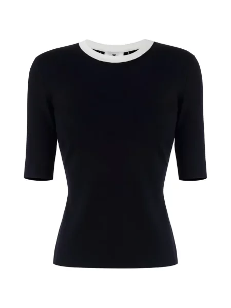 Top Elisabetta Franchi cu decolteu rotund negru