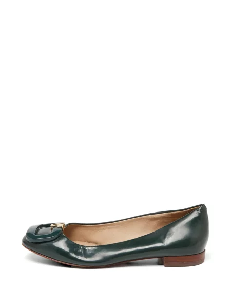 Balerini Tory Burch din piele de lac cu cataramă verde