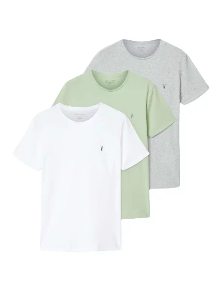 AllSaints Tricou TONIC gri deschis / verde pastel alb