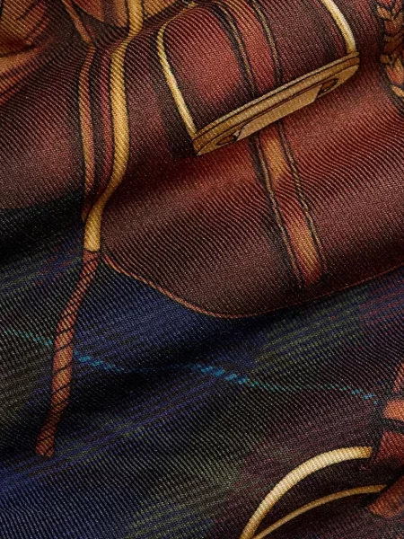 Μεταξωτό καρό παντελόνι Polo Ralph Lauren με κέντημα μπλε