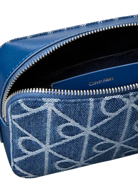 Geantă Calvin Klein Emblem Aop Denim Cam Blue Universal albastru