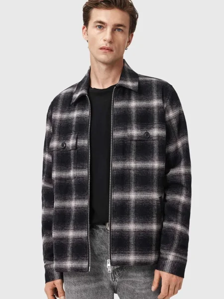 Košeľové sako AllSaints BAYO čierna