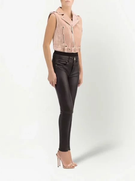 Liemenė Giuseppe Zanotti velvetinis su kristalais rožinė