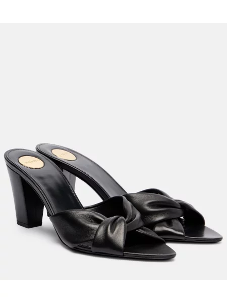 Papuci tip mules Saint Laurent din piele negru