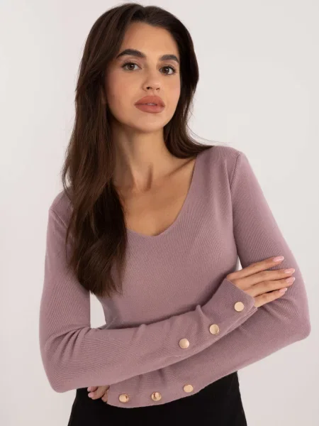 Pulover Fashionhunters cu mâneci lungi clasic lung violet