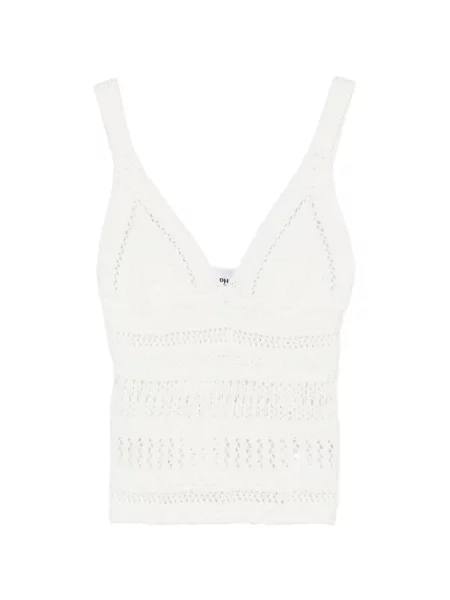 Szydełkować top Alpha Studio z dekoltem w serek biały