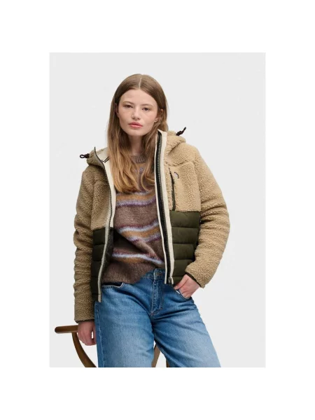 Kurtka z kapturem Superdry Outdoor Borg Quilt XS beżowy