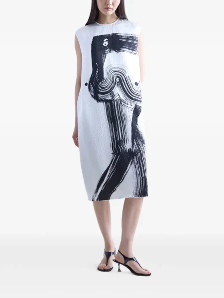 Rochie midi Fforme cu imagine alb