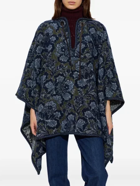 Poncho Etro cu model floral albastru
