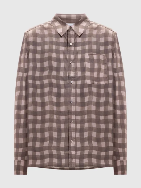 Сорочка Distort Gingham в клітинку Axel Arigato коричнева