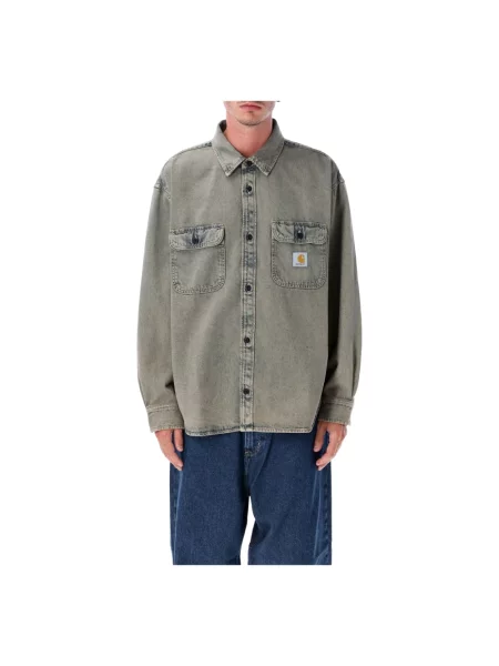 Carhartt Wip Koszule Mężczyzna Szary S Jeansyowa koszula `Tigan` niebieska