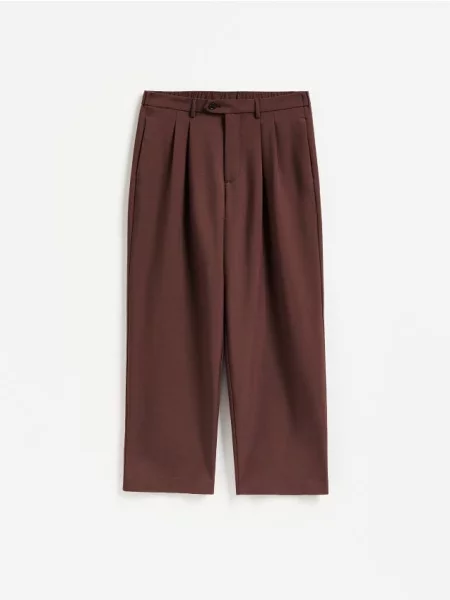 Reserved Pantaloni wide leg cu adaos de maro