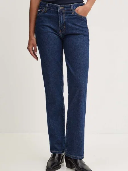 Дънки Guess Jeans със стандартна талия тъмносиньо