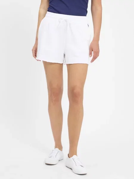 Szorty z elastycznym pasem i tunelem Polo Ralph Lauren białe