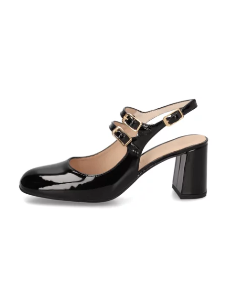 Unisa lakovaná kůže lodičky s otevřenou patou černé