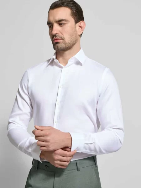 Koszula biznesowa o kroju slim fit z listwą guzikową Jake*s biała