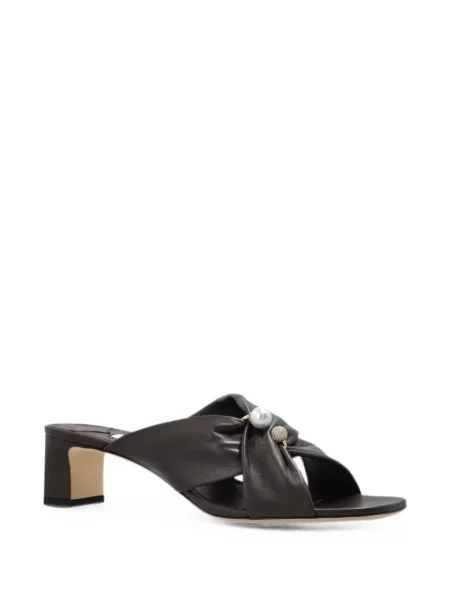 Sandale Jimmy Choo cu perle din piele maro