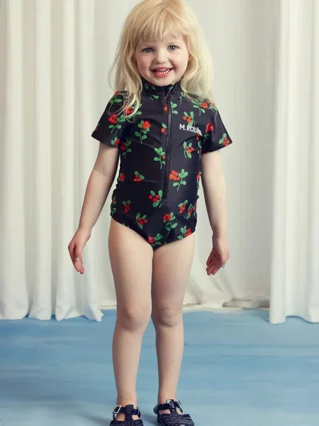 Mini Rodini Jednodílné dětské plavky Lingonberries černé