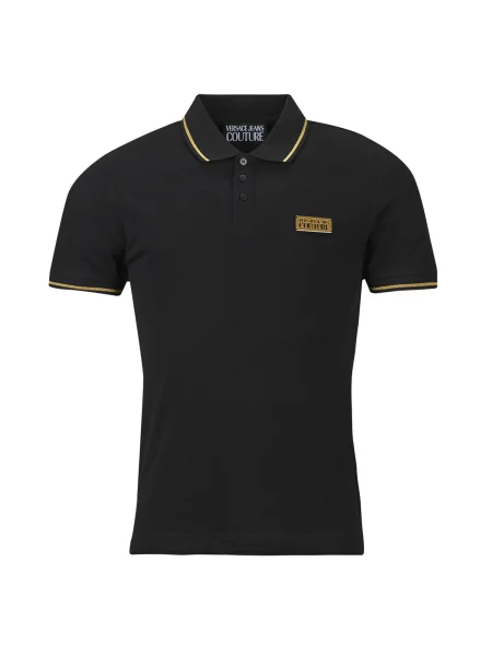 Polo majica Versace Jeans Couture s kratkimi rokavi črna