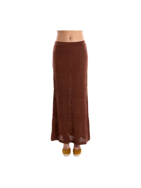 Dzianinowa spódnica maxi Akep brązowa