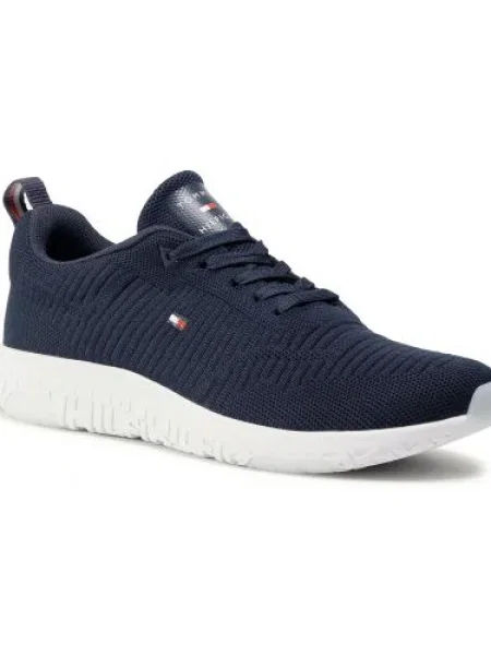 Sneakersy TOMMY HILFIGER Corporate Knit Rib Runner Desert Sky biela