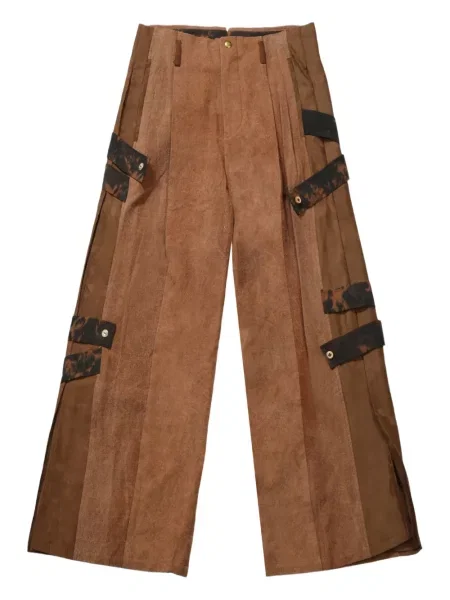 Spodnie Communs na sprzączkę na ramiączkach brązowe