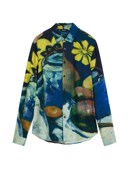 Desigual cămașă JULIO bleumarin cu guler clasic regular albastru