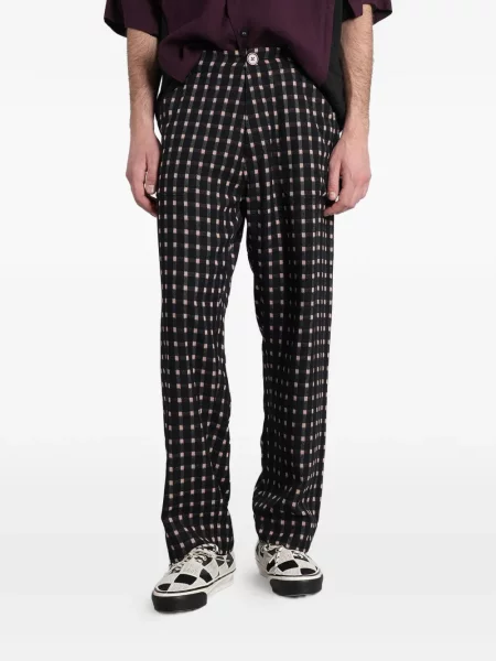 Pantaloni Undercover în carouri cu autograf negru