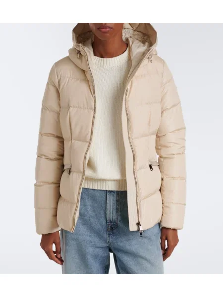 Geacă cu puf Moncler cu glugă alb