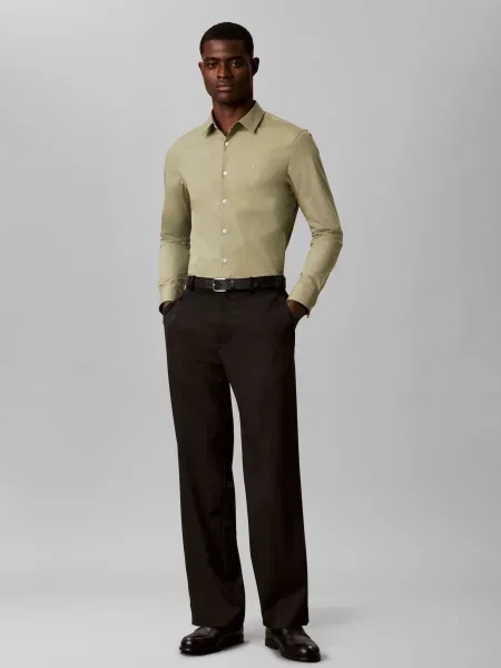 Calvin Klein Košeľa olivová zelená