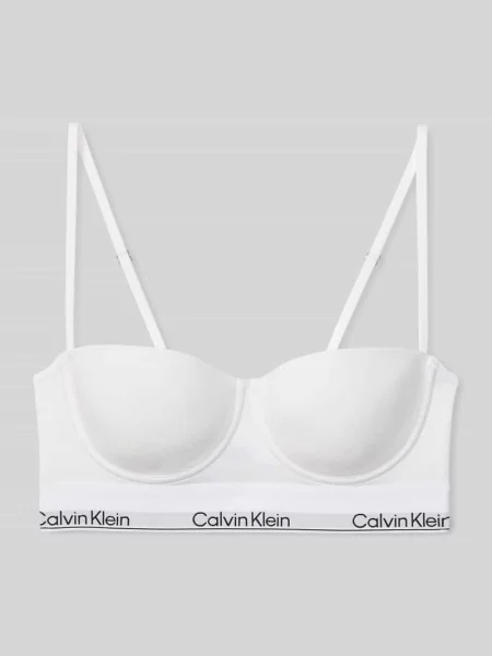 Biustonosz balconette z haftowanym logo Calvin Klein Underwear biała