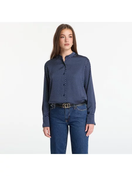 Košile Michael Kors Polka Dot Print Satin Shirt Midnight Blue S modrá