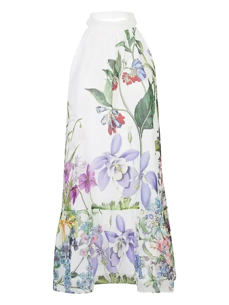 Rochie midi St. Piece fără mâneci cu model floral cu imagine alb