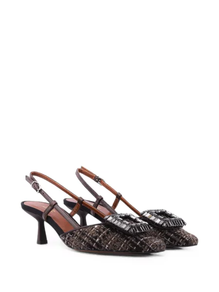 Bouclé pantofi cu toc Paul Warmer cu cataramă maro