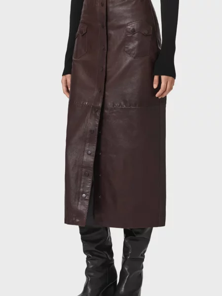 Шкіряна спідниця Allsaints коричнева