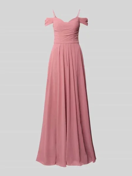 Długa sukienka w kroju z odkrytymi ramionami z rozporkiem Mascara