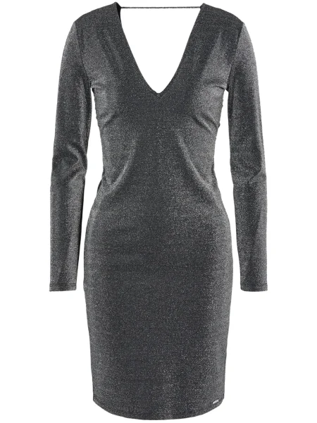 Sukienka Armani Exchange z dekoltem w serek garniturowa srebrna