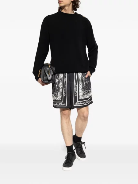 Копринени шорти Balmain с принт черно