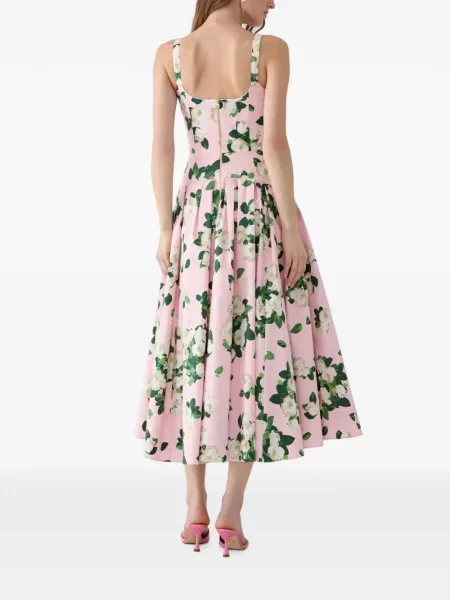 Rochie midi Carolina Herrera cu model floral cu imagine roz