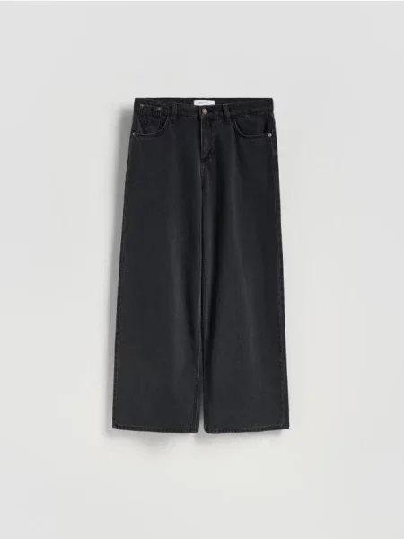 Reserved Jeansy wide leg czarny