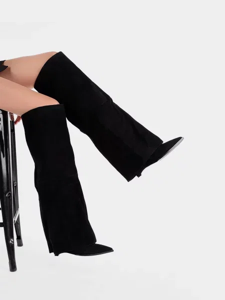 Велюровые ботфорты Miraton черные