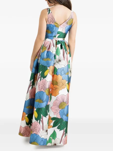 Rochie maxi Borgo De Nor cu model floral cu imagine alb