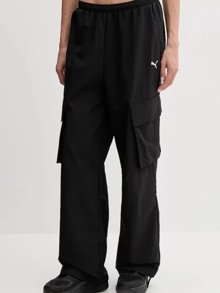 Puma spodnie proste high waist czarny