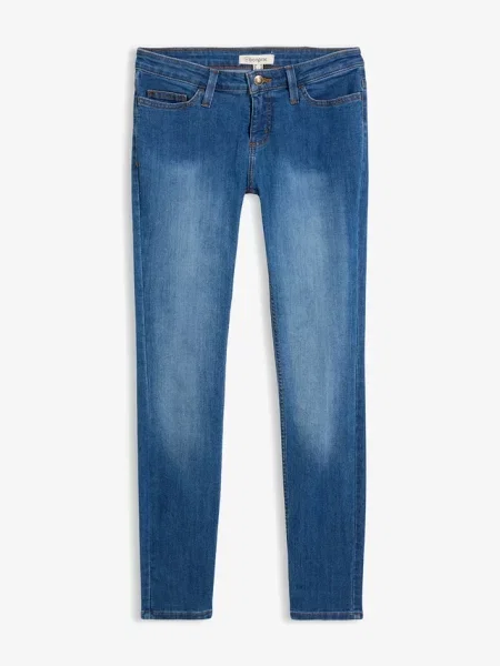 Jeansy skinny ze stretchem mid waist niebieskie