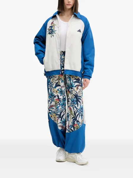 Pantaloni Adidas tricotate cu autograf alergare albastru